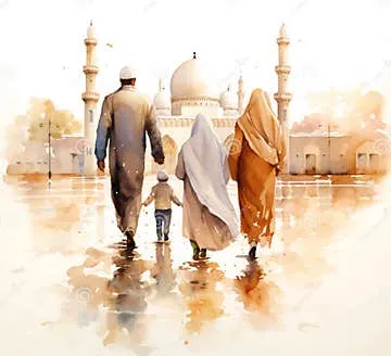 Keluarga menikmati fasilitas masjid dan taman di perumahan syariah